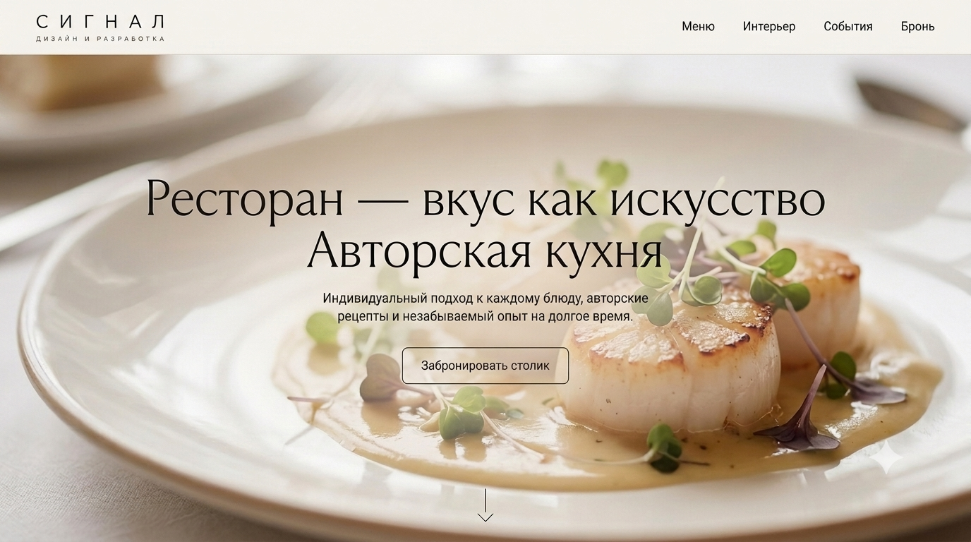 Концепция сайта ресторана